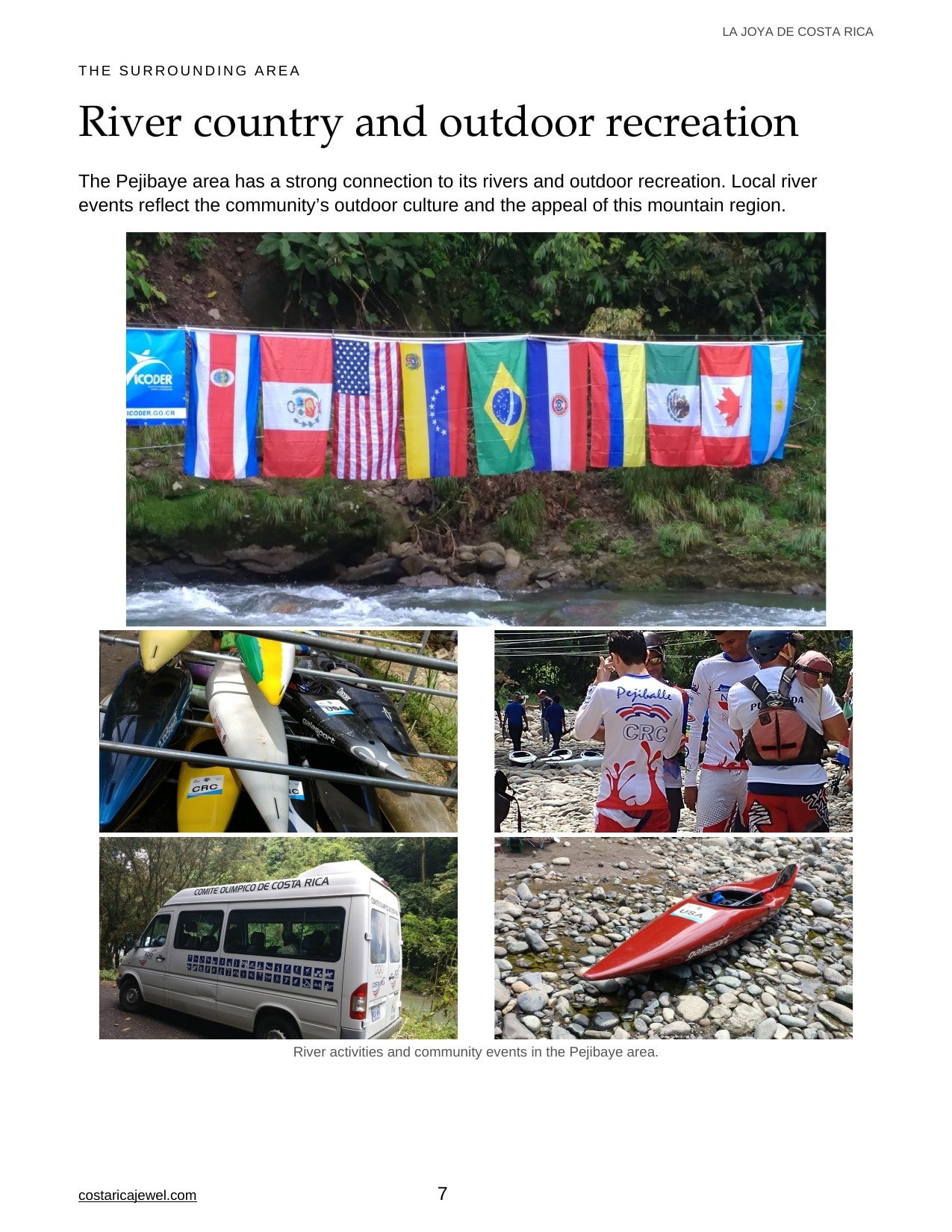 La Joya de Costa Rica Brochure — Page 7: River activities and community events