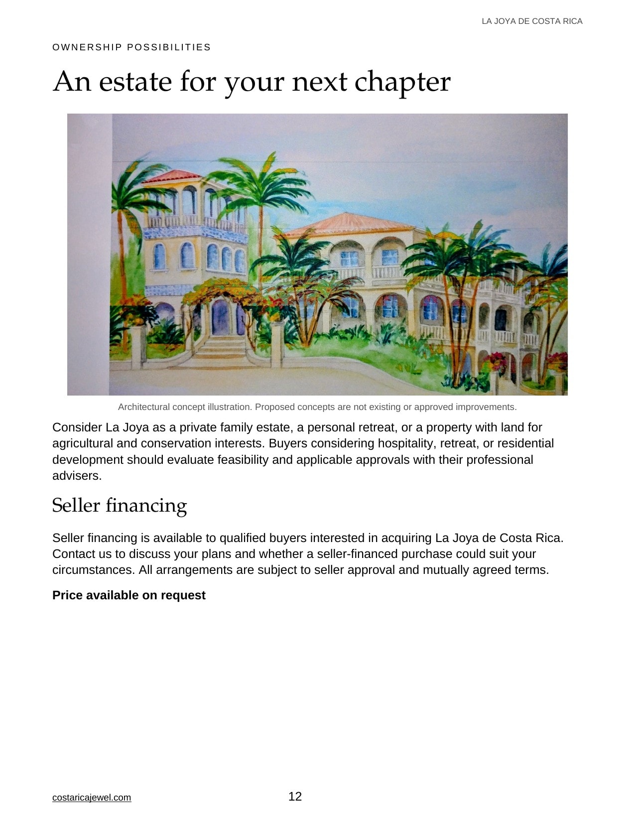 La Joya de Costa Rica Brochure — Page 12: Architectural concept illustration